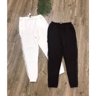 Quần Jogger đũi phối lưới bo chân