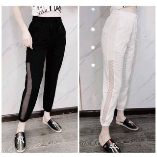 Quần Jogger đũi phối lưới bo chân