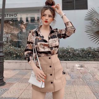 Áo sơ mi hoạ tiết con NGỰA phong cách