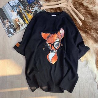 Áo phông IN HÌNH NAI ĐEO KÍNH xinh xắn