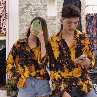 Áo sơ mi họa tiết LOANG phong cách form rộng