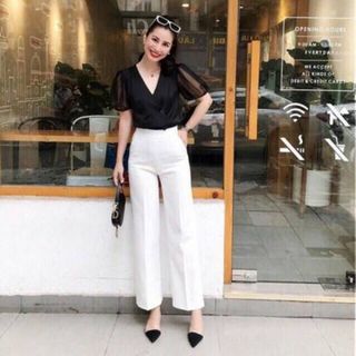 Quần ống rộng TUYẾT MƯA KHOÁ SƯỜN