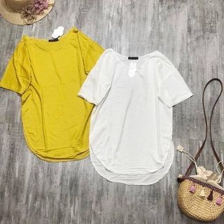 Áo phông giấy cộc tay cổ tròn dáng đuôi tôm form rộng