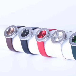 Đồng hồ nữ GUOU 6013 dây da trơn viền bạc