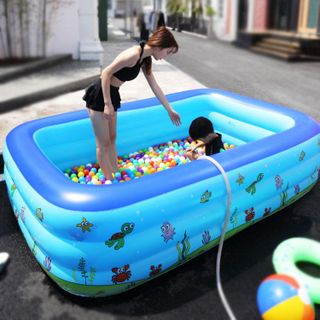 Bể bơi phao hình chữ nhật 3 tầng 1m8 cho bé và cả gia đình vui chơi, bể tắm bơm hơi cho trẻ em và người lớn vui chơi