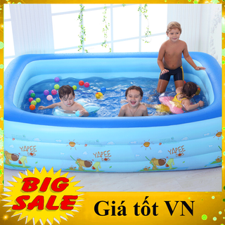 Bể bơi phao hình chữ nhật 3 tầng 1m8 cho bé và cả gia đình vui chơi, bể tắm bơm hơi cho trẻ em và người lớn vui chơi