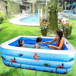 Bể Bơi Phao Hình Chữ Nhật 3 Tầng Kích Thước 1m3 - Hồ Bơi Cho Bé + Tặng Kèm Dụng Cụ Vá Phao