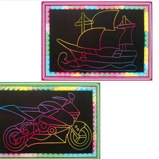 tranh cạo, tranh ma thuật 2 mặt tô màu giá rẻ 1300d , 9cm x14cm nhiều mẫu 1300d