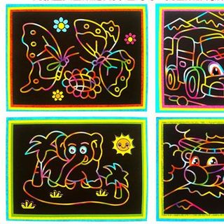 tranh cạo, tranh ma thuật 2 mặt tô màu giá rẻ 1300d , 9cm x14cm nhiều mẫu 1300d
