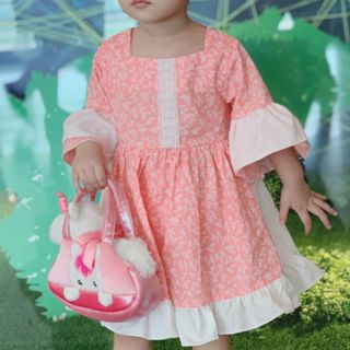 Đầm bé gái hoa nhí Hồng tay bèo