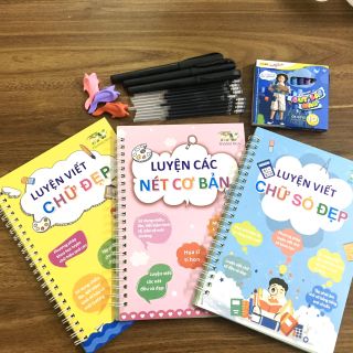 Bộ sách tập tô tự xóa + bút sáp màu Thiên Long