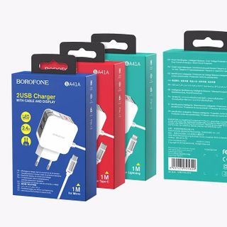 Cóc sạc kèm dây sạc cổng USB-C, Type-C BA41A Borofone (EU plug)
