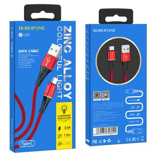 Dây cáp sạc đèn Led nhiều màu BU25 Borofone cổng USB-C, Type-C