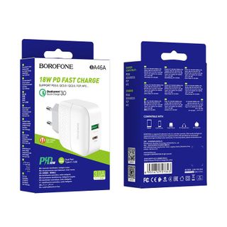 Cóc sạc nhanh 18W PD + QC3.0 BA46A Borofone