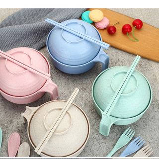 Bộ Ca Mỳ Lúa Mạch Có Năp, Đũa, Muỗng, Nĩa