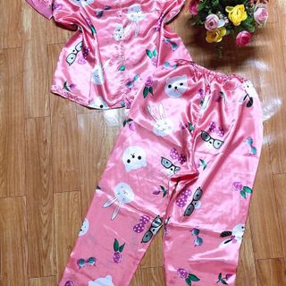 đồ bộ phi lụa sa tin quần dài ,tay ngắn nhiều bông