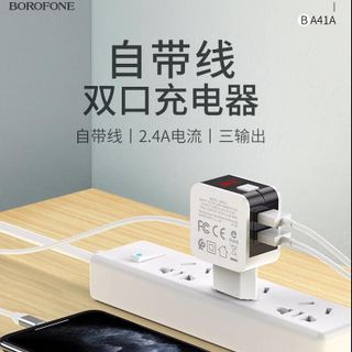 Cóc sạc kèm dây sạc cổng Lightning BA41A Borofone (EU plug)
