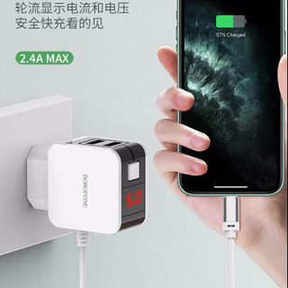 Cóc sạc kèm dây sạc cổng Lightning BA41A Borofone (EU plug)