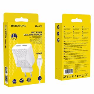 Bộ Cóc Cáp Sạc BA45A Borofone 2.4A Cổng Lighting