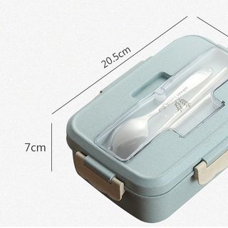 Hộp Đựng Cơm Lúa Mạch 3 Ngăn Kèm Muỗng Đũa Inox