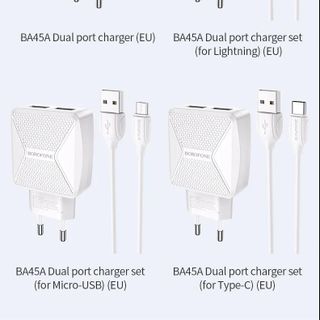 Bộ Cóc Cáp Sạc BA45A Borofone 2.4A Cổng USB-C, Type-C