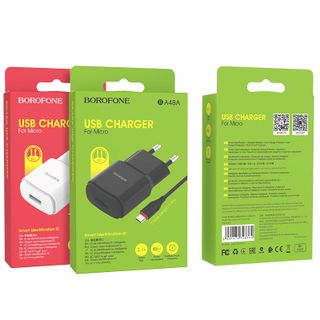 Bộ cóc cáp sạc BA48A Borofone cổng Micro-USB Chuẩn EU