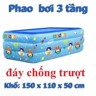 [HCM] Phao bơi 1m5- 3 Tầng- - DÀY DẶN đáy CHỐNG TRƯỢT tặng miếng vá phao