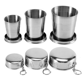 Cốc inox 140ml gấp gọn có nắp đậy