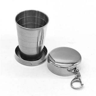 Cốc inox 140ml gấp gọn có nắp đậy