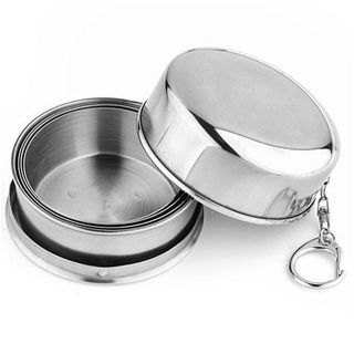 Cốc inox gấp gọn 240ml có nắp đậy
