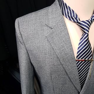 Bộ vest nam trung niên 2 nút màu xám ghi chất liệu vải bố dày mịn