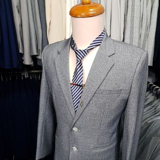 Bộ vest nam trung niên 2 nút màu xám ghi chất liệu vải bố dày mịn