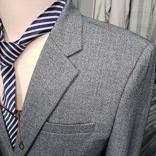 Bộ vest nam trung niên 2 nút màu xám ghi chất liệu vải bố dày mịn