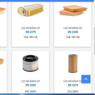 Phụ tùng lọc các loại dành cho xe hơi