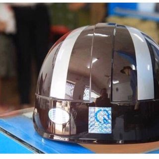 Nón Bảo Hiểm Công An Nâu 2 Sọc Trắng