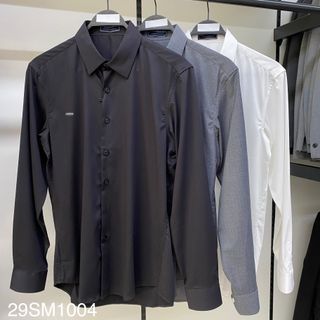 Áo Sơ Mi Cotton Smart Slim Dài Trơn Trắng - Đen - Ghi
