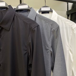 Áo Sơ Mi Cotton Smart Slim Dài Trơn Trắng - Đen - Ghi