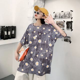 Áo Thun tay lỡ Hàn Quốc- Hoa Cúc GD