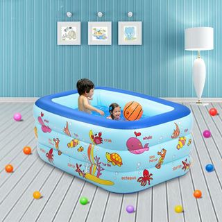 Bể bơi phao cho bé 3 tầng hình chữ nhật 130x85x55cm, bể bơi phao trong nhà, gia đình, hồ bơi bể tắm cho bé tập bơi