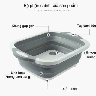 Bộ Rổ và Thớt Gấp Gọn 3in1
