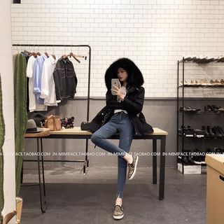 Quần jean nữ lưng cao body rách nhẹ form ôm tôn dáng co giãn