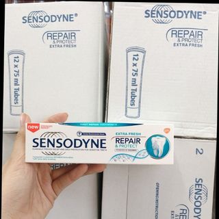 Kem đánh răng Sensodyne mẫu mới 3in1: tăng độ the mát + bảo vệ răng chắc khoẻ + chăm sóc răng miệng giá sỉ