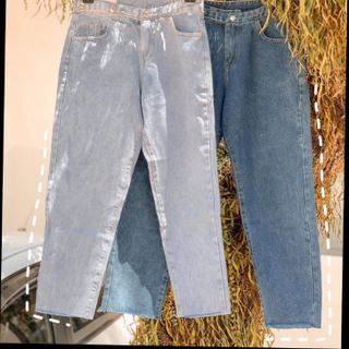 Quần jeam suông đai chéo