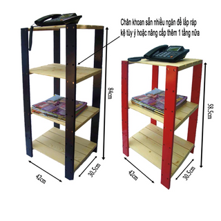 Kệ gỗ 3 tầng đa năng dễ tháo lắp có thể nâng hạ kệ tuỳ ý, gọn nhe