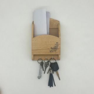 Kệ gỗ treo đồ, treo chìa khóa đa năng, có tặng đồ bắt treo tường