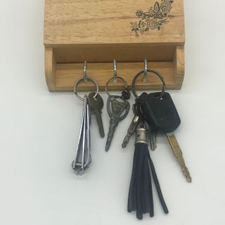 Kệ gỗ treo đồ, treo chìa khóa đa năng, có tặng đồ bắt treo tường