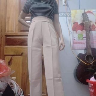 Quần tây sớ xuông khóa sườn cạp cao chất vải tuyết mưa cao cấp