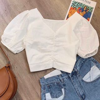 Áo tay phồng croptop Unisex