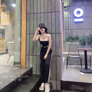 Quần xuông kẻ sọc sườn chất umi hàn