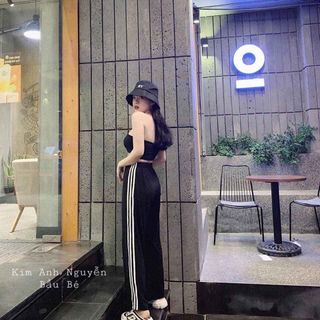 Quần xuông kẻ sọc sườn chất umi hàn